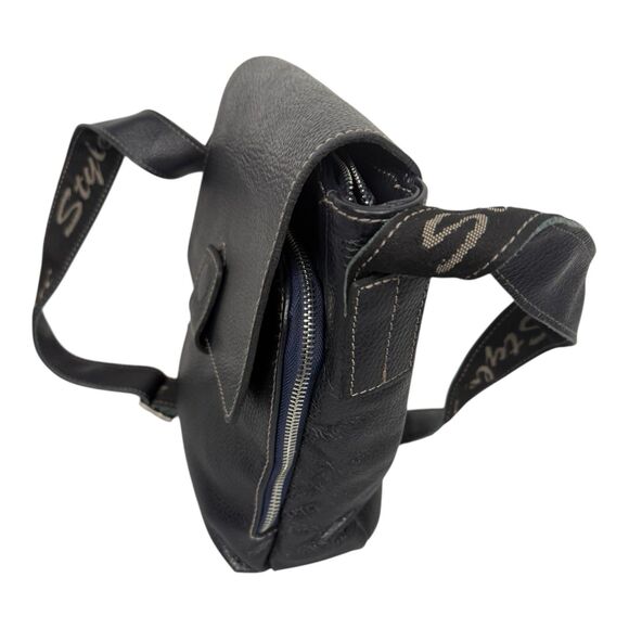 Style Line Men's Genuine Leather Cross Body Shoulder Messenger Bag Black 11"x10" - Picture 7 of 7